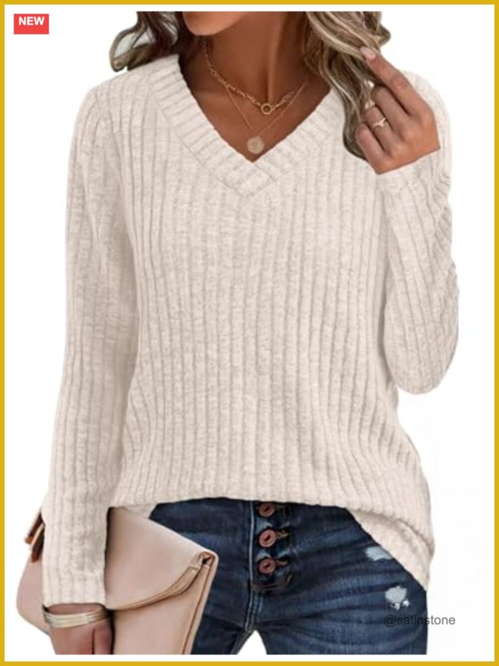 Sampeel Womens Long Sleeve V Neck Tunic Top Loose Casual Fall Shirt
